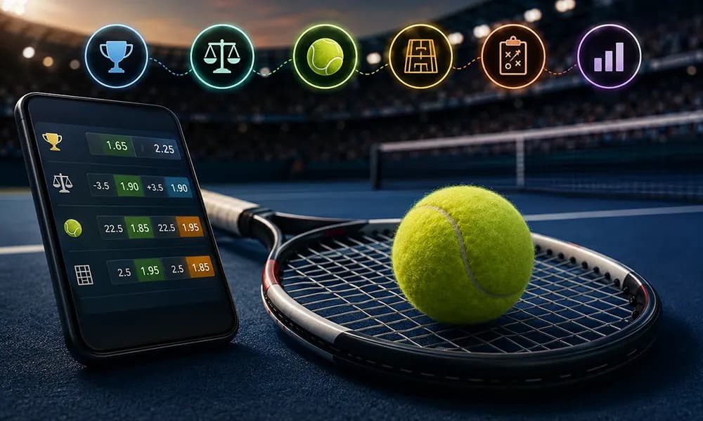 انواع شرط در تنیس چیست؟ راهنمای Match Winner، Set Betting، Handicap و Total Games